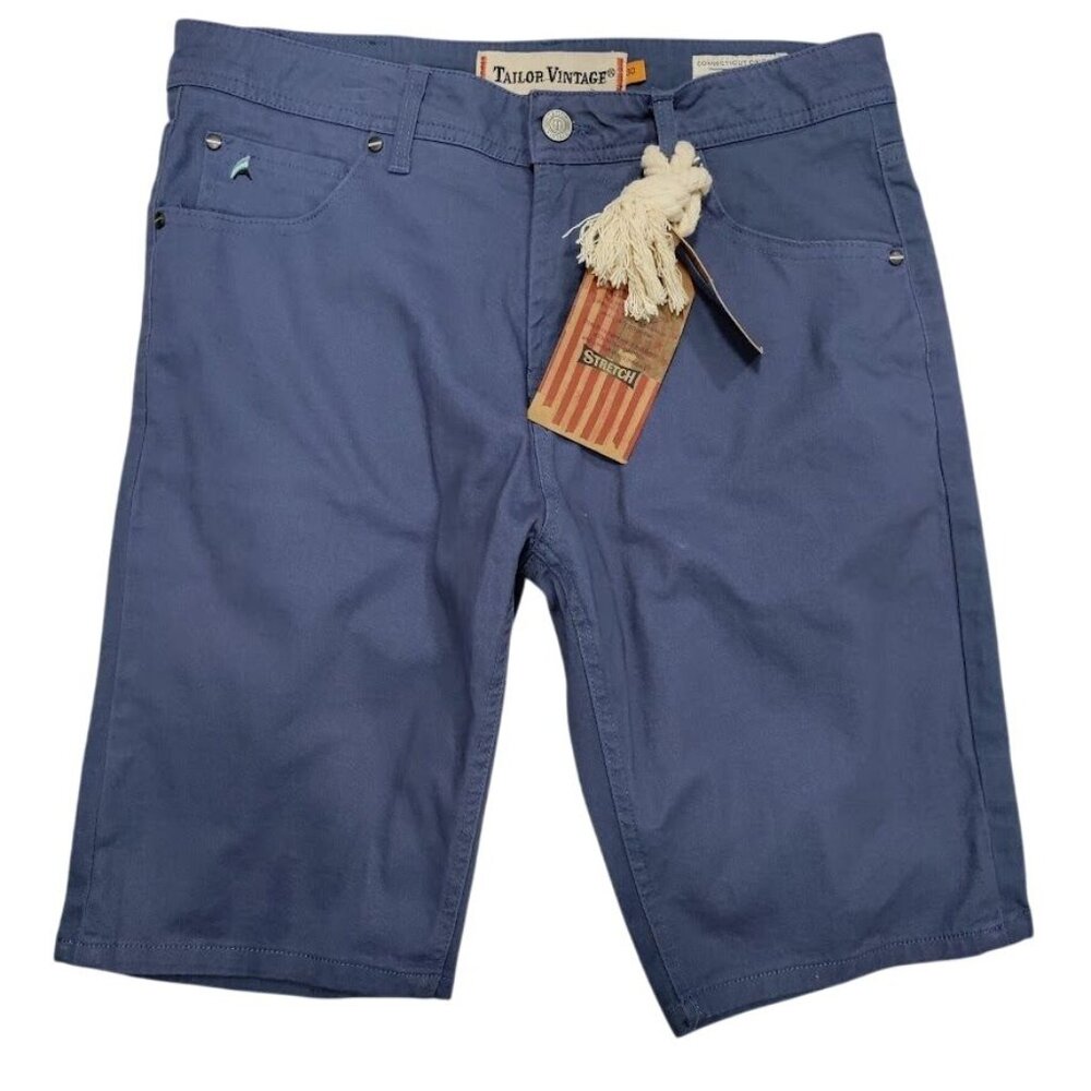 NWT Tailor Vintage Canaan Slim Fit Comfort Stretch Preppy Bermuda Short Navy 30